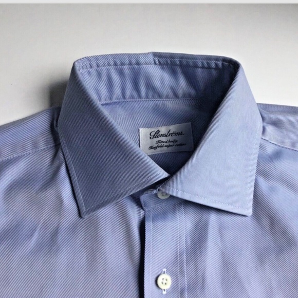 Stenstroms fitted body light blue 2 fold super cotton twill dress shirt Sz 15.5 - Picture 9 of 9